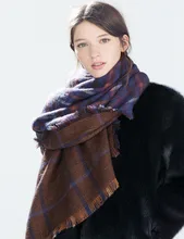 Hot Sale Tartan Plaid Scarf Warm Soft Thicken Winter Scarves and Stoles Women Cashmere Two-sided Wraps pashmina Wholesale WJ048