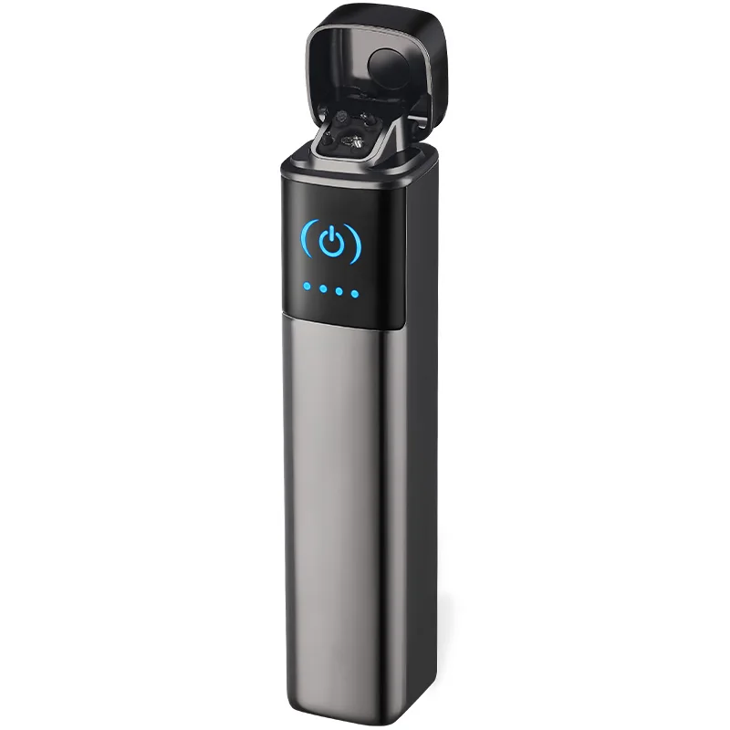 Мини двойная дуговая плазменная Зажигалка квадратная электрическая зажигалка Перезаряжаемый USB зажигалки защищенный от ветра для курения аксессуары - Цвет: BLACK