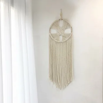 

Bohemian Woven Handmade Ornaments Circular Cotton Rope Tassels Home Sofa Background Wall Hanging Decoration Crafts Kids Gift