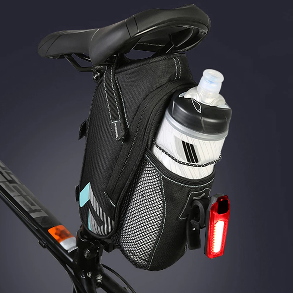 

Bicycle Saddle Bag With Water Bottle Pocket Waterproof MTB Bike Rear Bags Cycling Rear Seat Tail Bag Bike Accessories