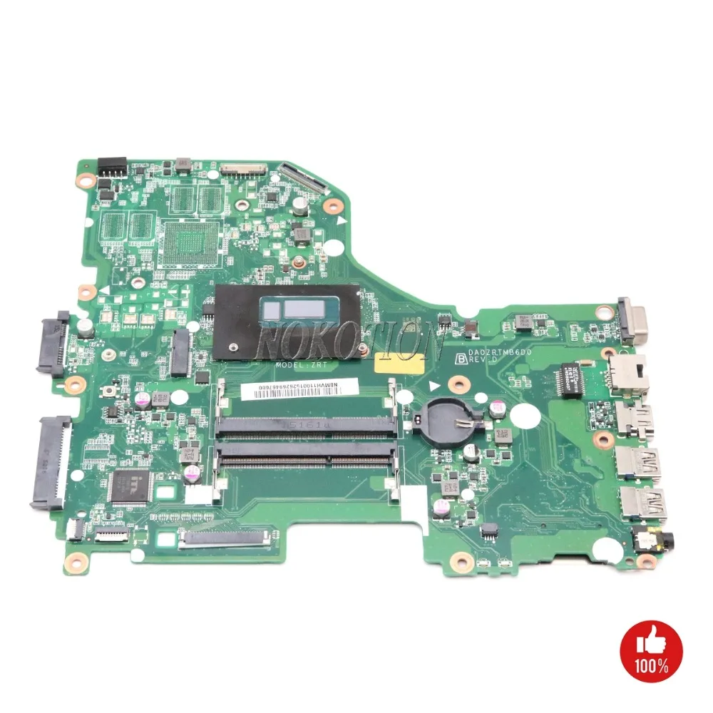 

NOKOTION DA0ZRTMB6D0 NBMVH11001 NB.MVH11.001 Laptop Main board For acer aspire E5-573G motherboard I3-4005U 1.7Ghz CPU