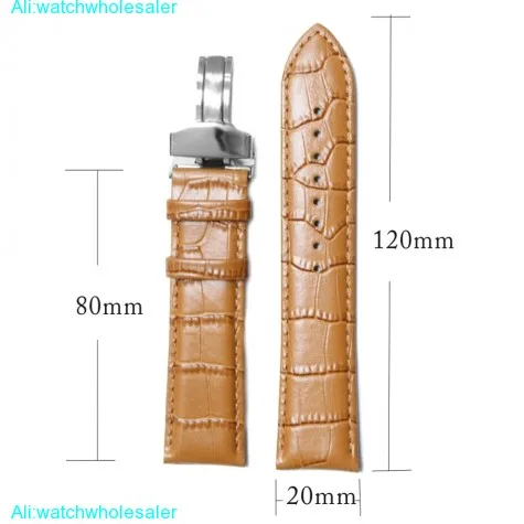 20mm All Genuine Leather Unisex L.Brown Stitch Tan Watch Straps WB1037F20GB