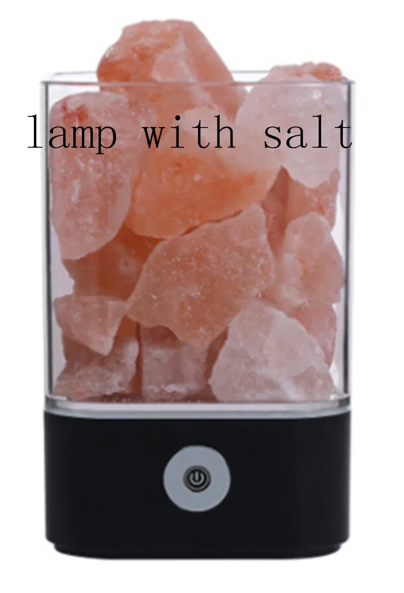 Натуральная Гималайская кристаллическая соляная лампа USB Светодиодная лампа очиститель воздуха создатель настроения теплый светильник Настольная лампа для спальни в помещении Лава цвета - Цвет: Square Black