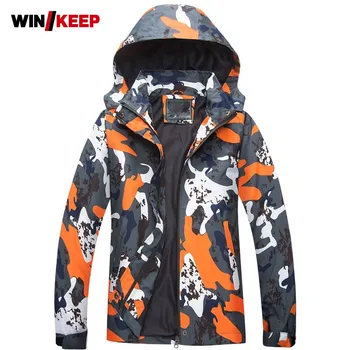 

Winter Outdoor Lovers Camouflage Printed Snowboarding Jacket Mens Windproof Hoodie Hiking Jacket Women Sportswear Skiing Coats