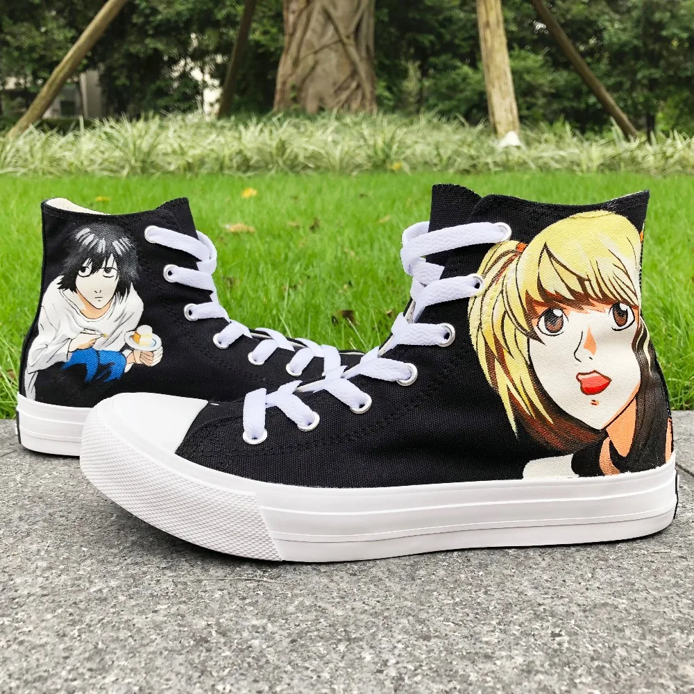 Холщовые кроссовки Wen черные Аниме Дизайн Death Note L.Lawliet Misa Amane Вулканизированная