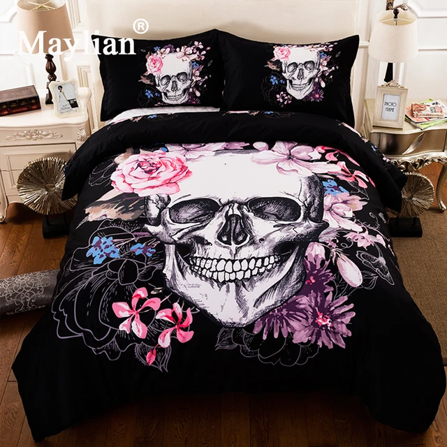 Cheap Sugar Skull and Floral Duvet Cover Set 3pcs 4pcs Soft Bedclothes Flowers Printed Bedding Set Pink And Black Bed Cover BE1080 Cheap Sugar Skull and Floral Duvet Cover Set 3pcs 4pcs Soft Bedclothes Flowers Printed Bedding Set Pink And Black Bed Cover BE1080