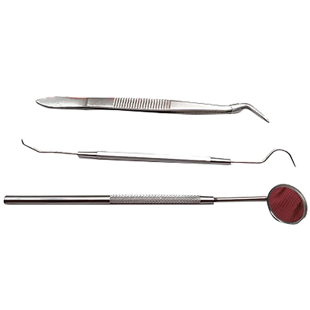 

3pc/set Dental Mouth Mirror Stainless Steel Dental Dentist Prepared Tool Set Tooth Kit Instrument Tweezer Hoe Sickle Scale