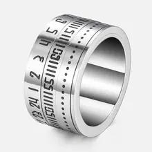 Мужское кольцо-Спиннер с цифровой шкалой времени, кольцо из нержавеющей стали 316L, мужские ювелирные изделия оптом, подарки на день святого Валентина для мужчин, 14 мм, HR436