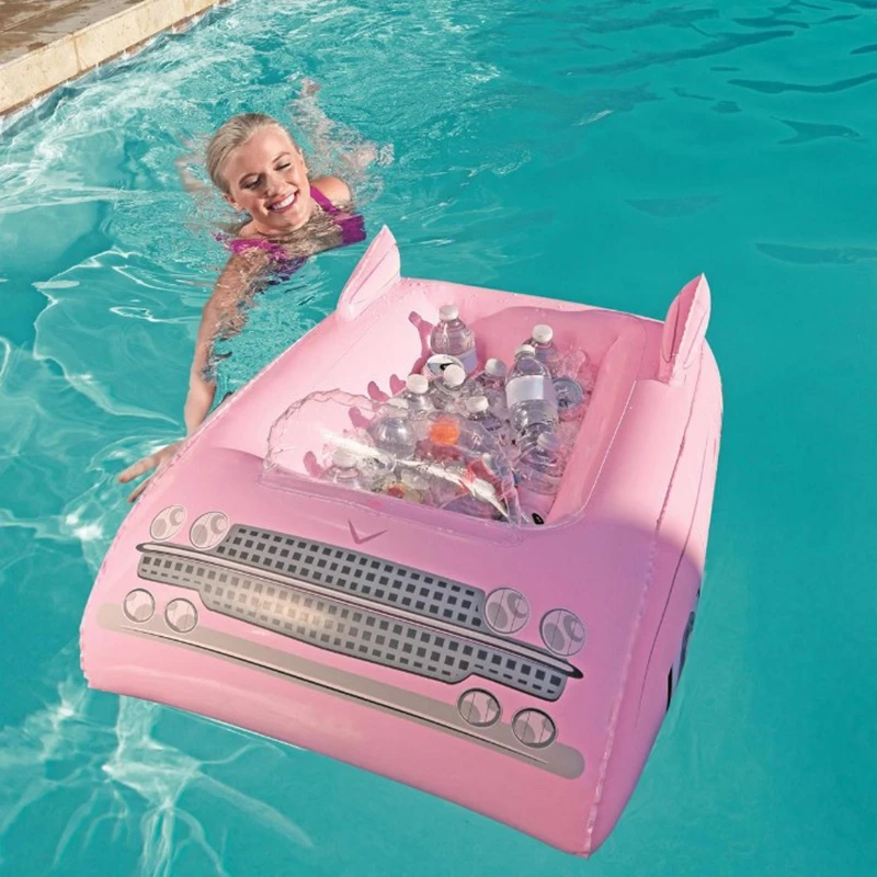 

New Large Inflatable Car/Disk Player Ice Bar Floating Can Drink Cup Holder Beverage Water Tray Ice Bucket Pool Floats