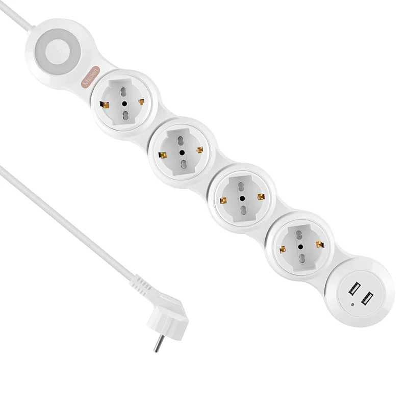 Goede Verlengkabel met USB 4 Gang Outlets 2 Usb poorten (5 V 2.1A) flexibele Rotary Socket Surge Protector Verlengkabel 1.8 M 3 M Cord