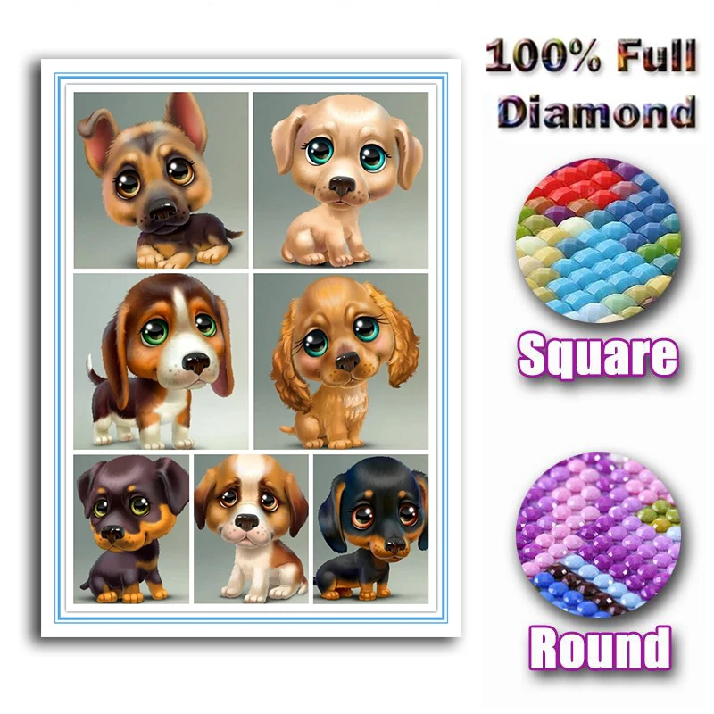

5D DIY Diamond Painting Cartoon big eye dog Full Diamond Embroidery rhinestone decoration Diamond mosaic Cross Stitch Home Decor