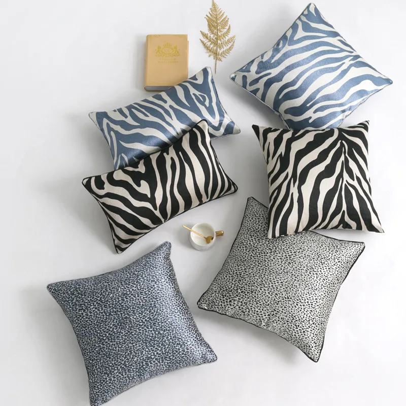 

DUNXDECO Cushion Cover Decorative Pillow Case Modern Simple Animal Collection Zebra Leopard Geometric Jacquard Bedding Coussin