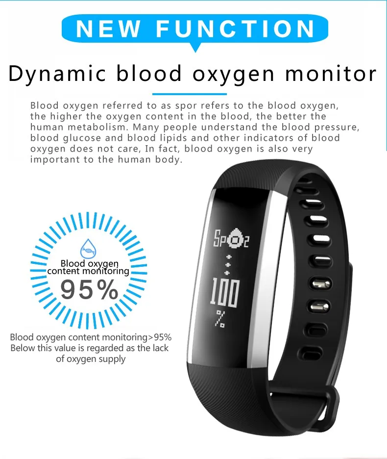 Smart Sport Bracelet Watch Fitness Tracker Smartband Monitoring Wristband Heart Rate Monitor Smart Band