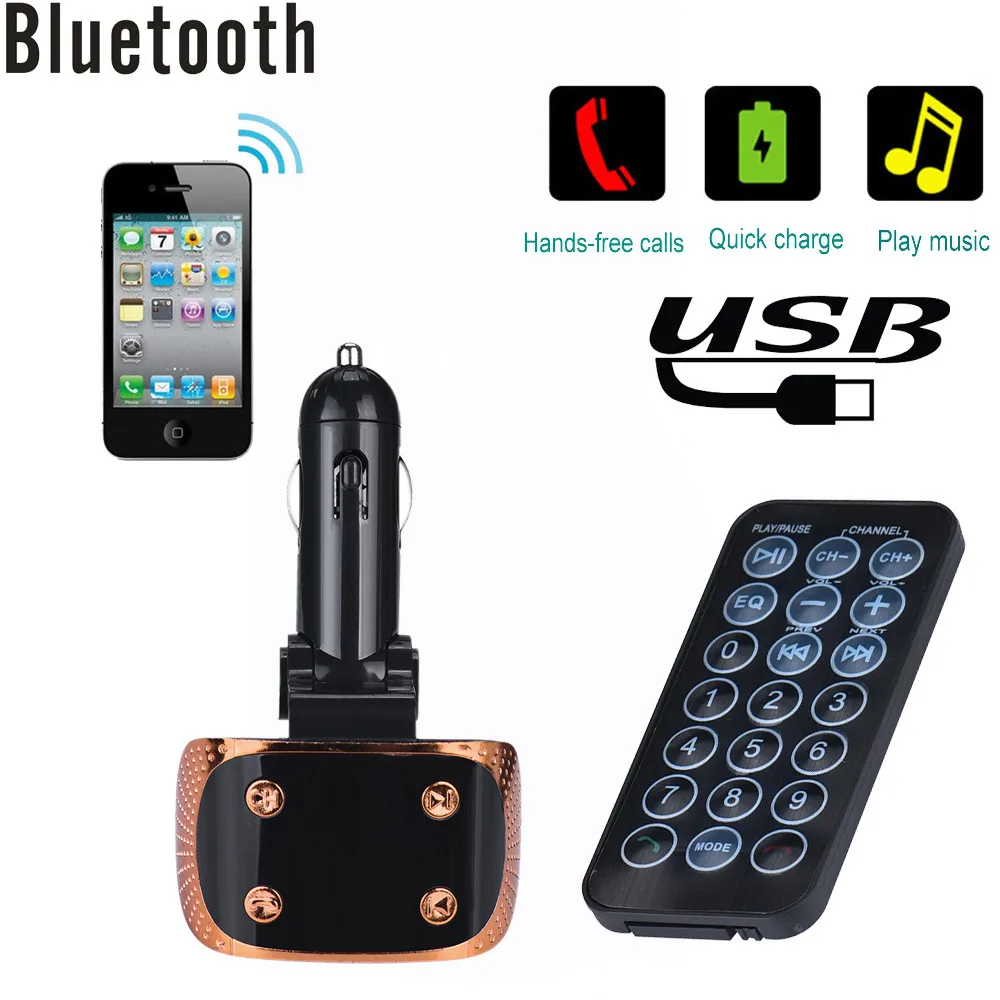 

Wireless Bluetooth FM Transmitter Modulator Car Kit MP3 Player Dual USB Car Charger For Car or Wholesale USPS/4.4
