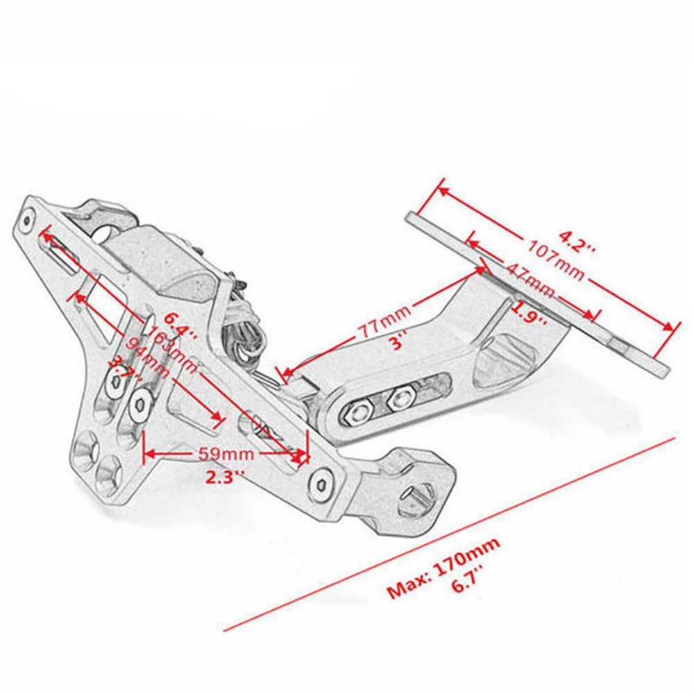 Держатель номерного знака мотоцикла кронштейн крыло Универсальный алюминиевый задний держатель номерного знака мотоцикла с светодиодный подсветкой
