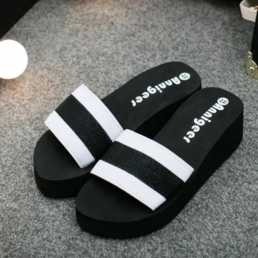 

SAGACE Women Summer Sandals Slipper Indoor Outdoor Flip-flops Beach Shoes Simple Joker fight color sandal cake with drag Apr13
