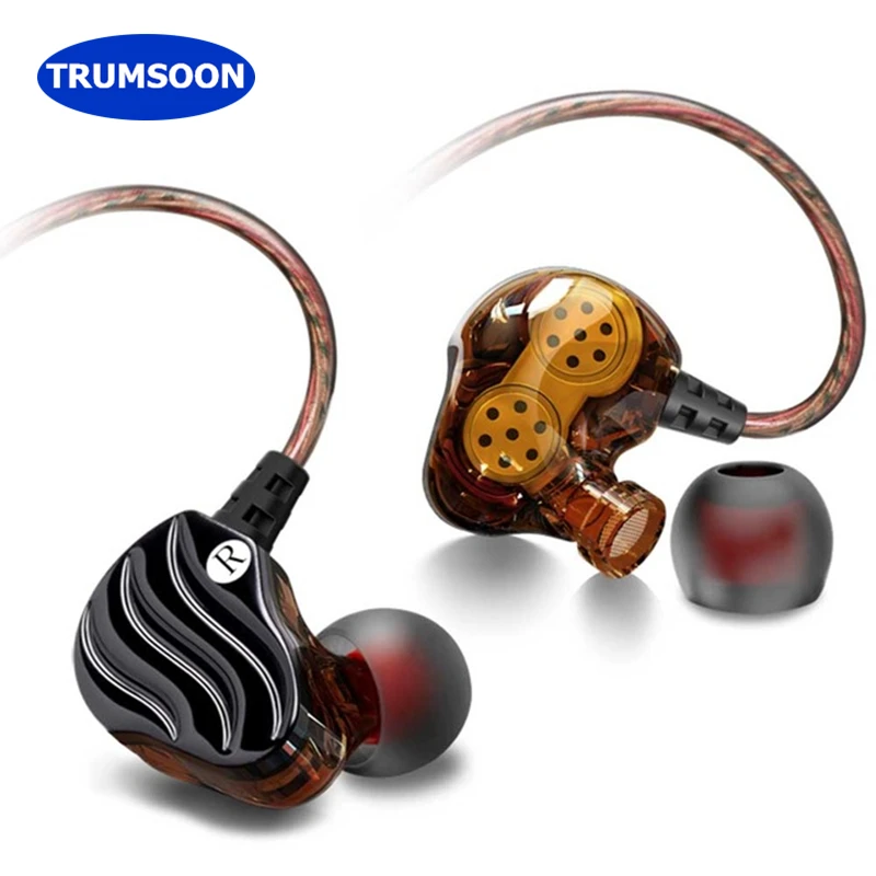 

Trumsoon Dual Driver Unit Earphones Bass HiFi Earbuds With Mic for Apple Xiaomi phones MP4 PC
