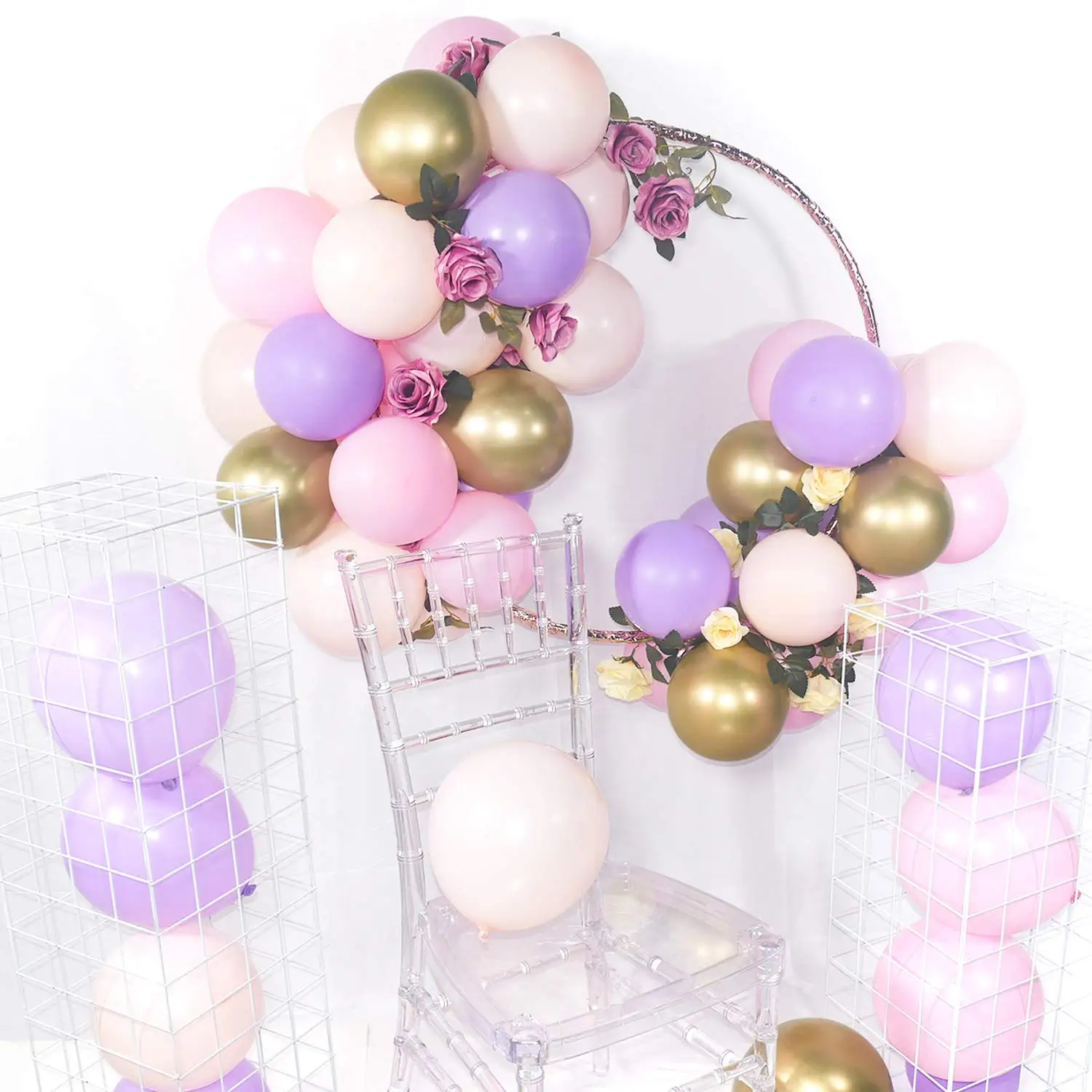 METABLE 100 шт 12/10 дюймов светло-розовые шары розовые светло-фиолетовые воздушные шары золотые металлические шары для Принцессы Диснея Вечерние