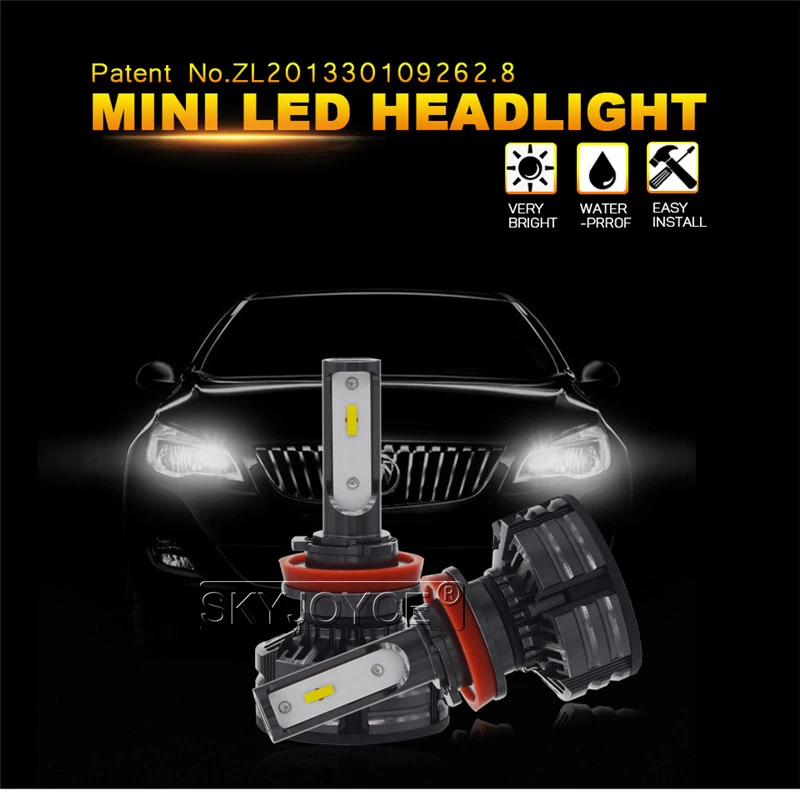 SKYJOYCE 1 Set Car Light H11 LED Headlight H4 LED Bulbs With CSP Chips 50W 9000LM 6000K White Mini T6 Auto Headlamp Fog Light (6)