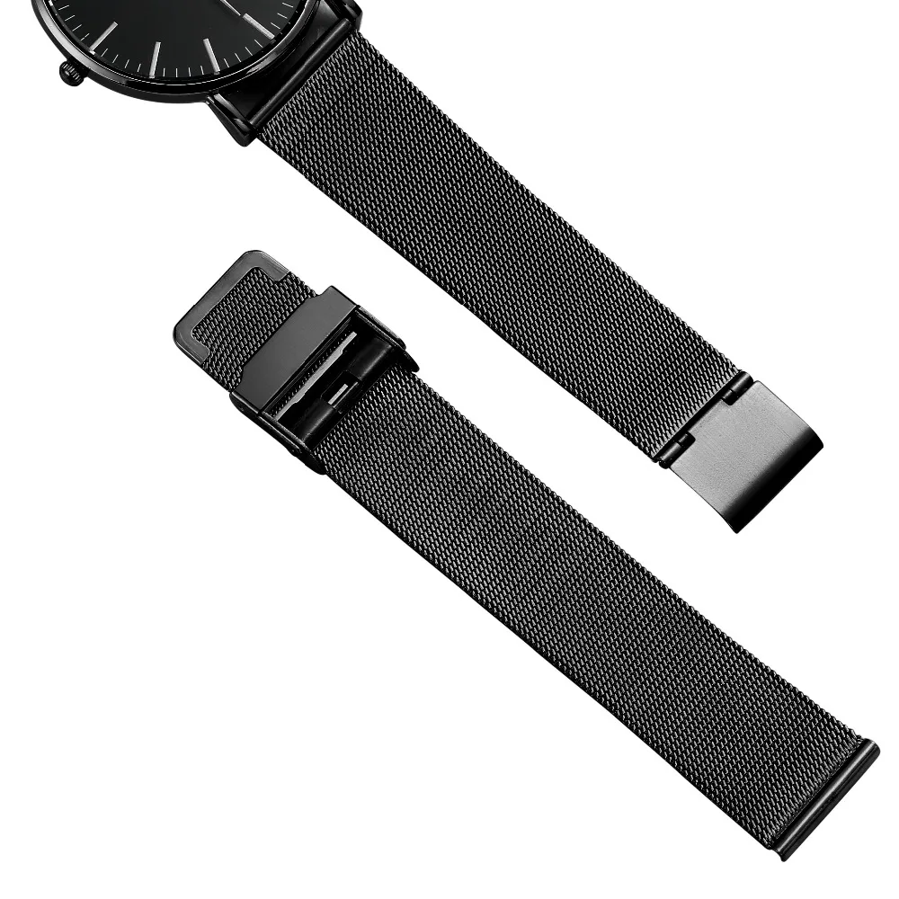 Ultra thin Men Watch No Logo CTPOR Brand Waterproof Male Stainless Steel Watchband Black Quartz Clock Fashion Man Wrist Watches 