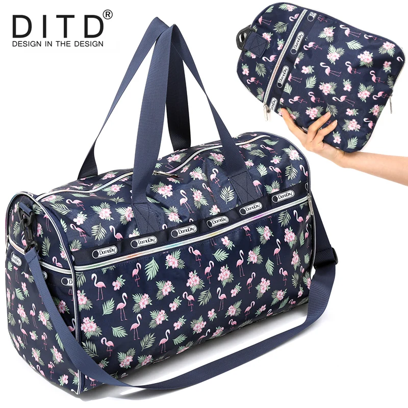 

Foldable Travel Bag Women Large Capacity Portable Shoulder Duffle Bag Cartoon Printing Waterproof Weekend Luggage Tote Wholesale