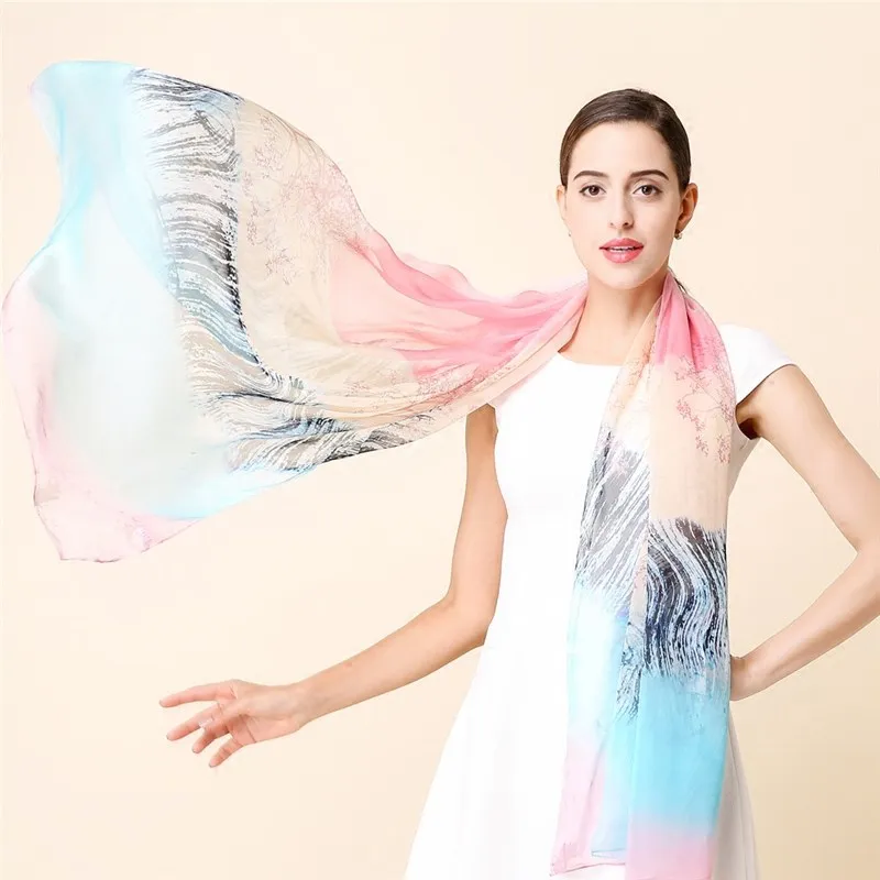 

High quality fashion 100% real silk scarf Shawl hijab for women big size wrap Summer sun screen