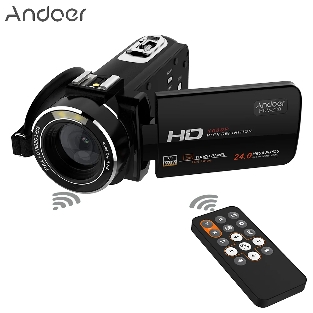 

Andoer HDV-Z20 1080P Full HD Digital Video Camera Camcorder with External Microphone Touchscreen Remote Control Digital Zoom
