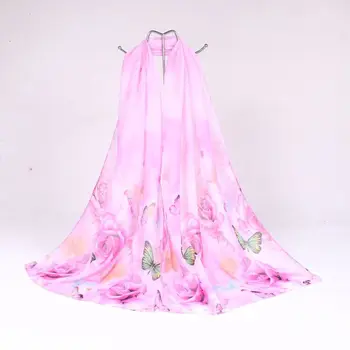 

2018 New spring and summer explosions printed chiffon silk scarf ladies pastoral sunscreen decorative scarves scarf