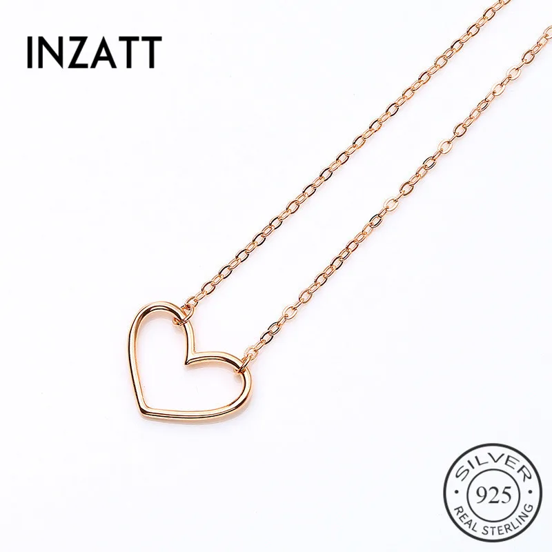 

INZATT Genuine 925 Sterling Silver Romantic Heart Pendant Necklace 2018 Fine Jewelry For Women Engagement Cute Accessories Gift