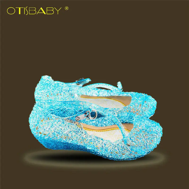 OTISBABY/летнее платье Эльзы с блестками для девочек, костюм Снежной Королевы из вуали, платья принцессы, бальные платья, Рождественская Детская одежда, 10 - Цвет: Blue Shoes