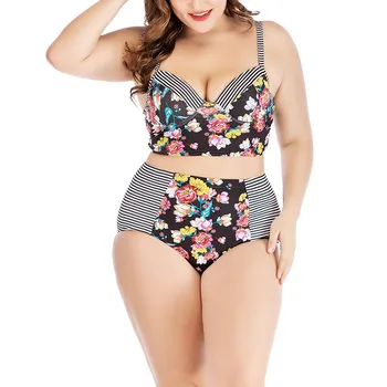 

Bikinis 2019 Mujer Big Size Swimsuit High Waist Harness Bikini Set Plus Size Swimwear Women Maillot De Bain Tankini Bathing Suit