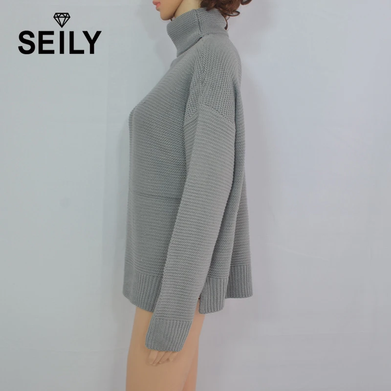Seily Oversized Turtleneck Women Pullover Knitting Stripe Sweater Female Winter 2018 Casual Loose Long Sleevs Jumper Knitwear