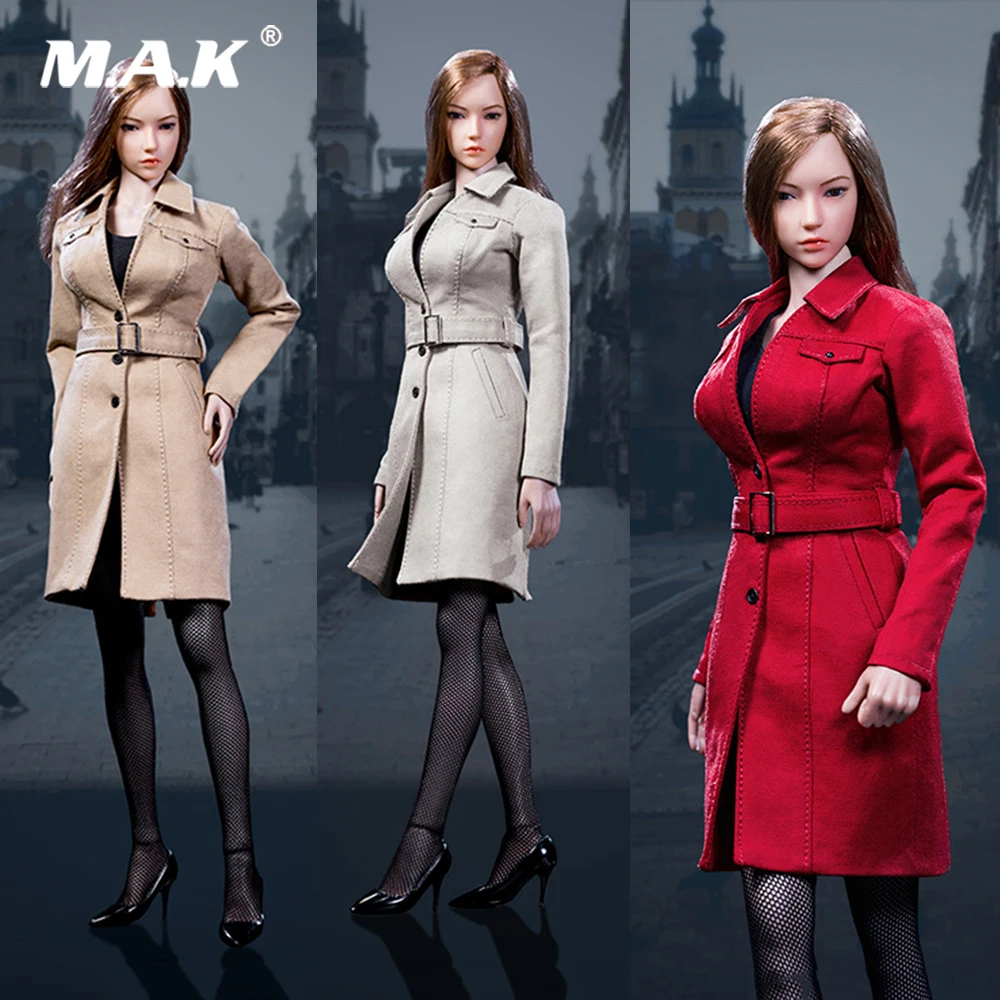 In Stock 1/6 Female Figure Clothes Accessories ATX049 Women's Long Trench Coat Windbreaker jacket Set for 12" Action Figure