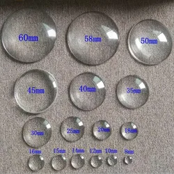 Pack of Round Clear Glass Cabochons - Flat Back Transparent Magnifying Glass - 12mm 40pcs