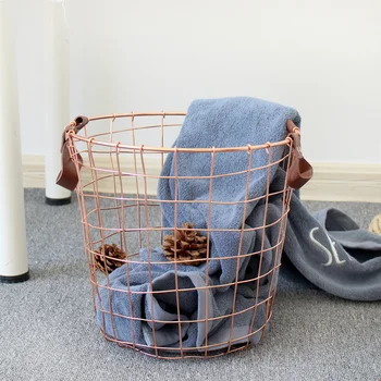 

1 PCS Nordic rose gold hamper book storage box cosmetic storage basket home debris bucket AP10221743