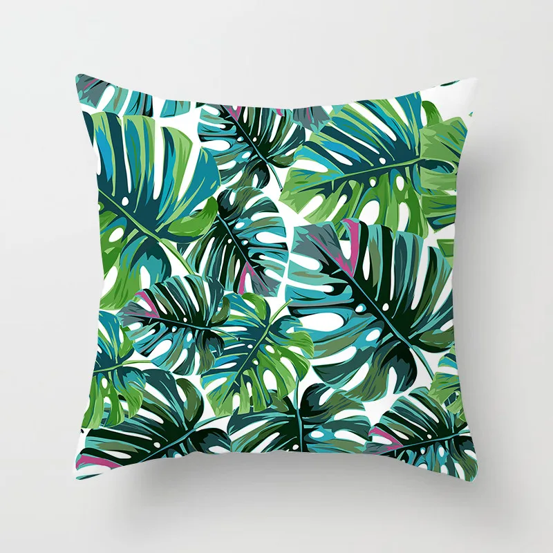 Fuwatacchi Green Cactus Cushion Cover Tropical Plant Pillow Cover for Home Chair Sofa Decorative Pillows Birds Pillowcases