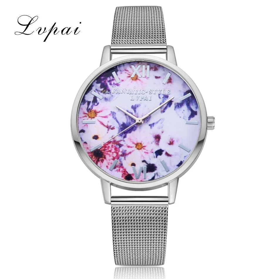 

High Quality Silver Mesh Women Quartz Watches Fashion Trend Flower Dial Female Clock Design Ladies Dress Wristwatch reloj mujer