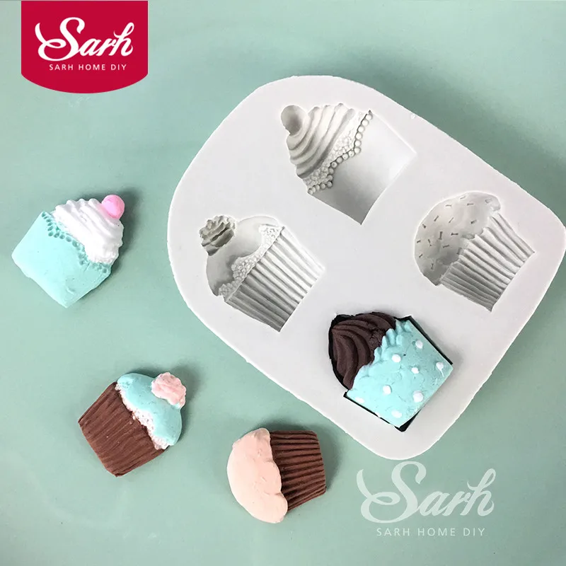 

4 muffin cake shape Sillicone Cake Molds Chocolate Mould for the Kitchen Baking Sugarcraft Decoration Tools