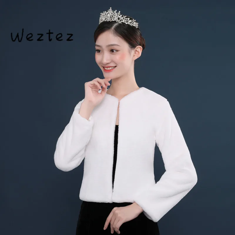 

Wedding Jacket Bridal Wraps Shawls Boleros Fur Capes Winter Warm Faux Fur For Women Bride Accessories PJ54