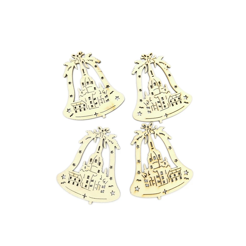 10PCS Christmas Tree Bell Cute Socks Ornaments Wooden Hanging Plaque Wood Tags Tree Hanging Sign