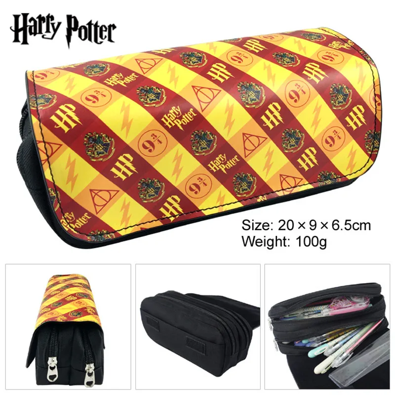 

1pc/lot Harry Potter Pen Bags PencilBags Double Zippers Black Pencil Bag White Stationery Pens Container School Supplies 20cm