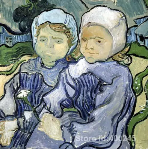 

Two Little Girls by Vincent Van Gogh Oil painting reproduction home decor Hand painted High quality