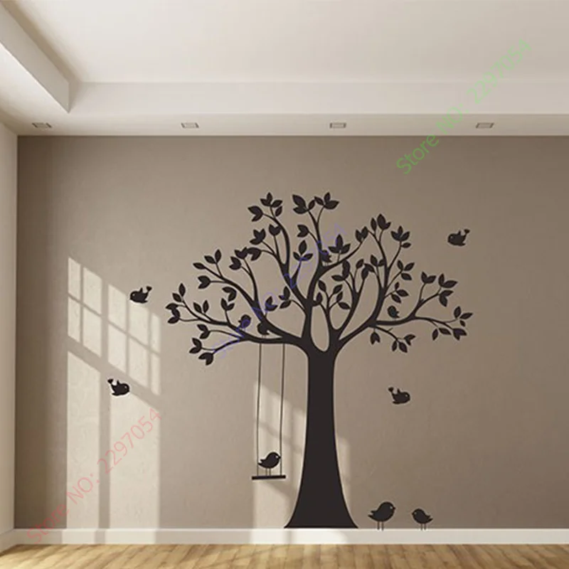 Baby Nursery Tree Wall Sticker Swing Birds Decals For Baby Nursery Tree Wall Sticker Swing Birds Decals For Kids S Room Diy Wallpaper Children Decors In Stickers From Home Garden On
