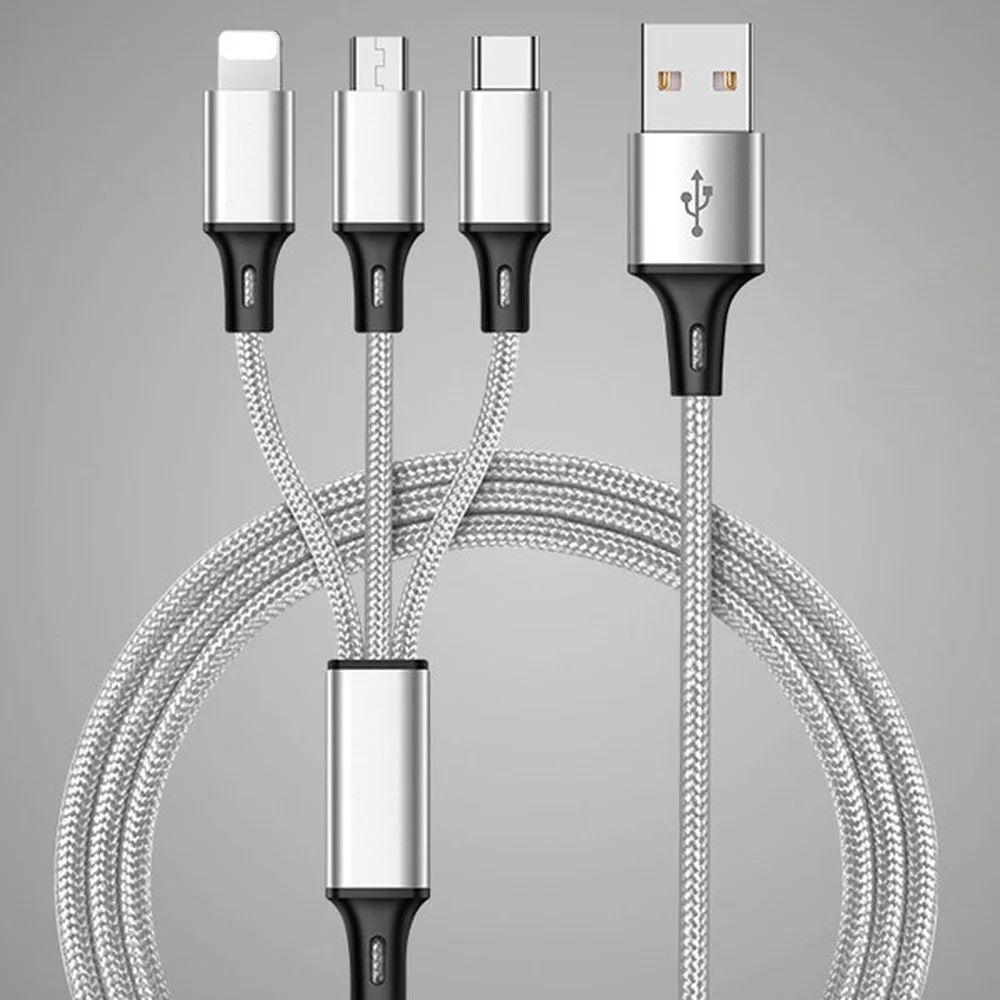 ! ACCEZZ нейлон 3 в 1 Micro USB Type C зарядное устройство кабели для Samsung Xiaomi освещение