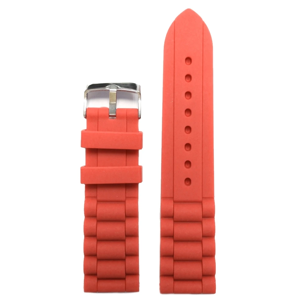 24mm Casual Red Silicone Jelly Rubber Ladies Watch Band Straps WB1002F24JB