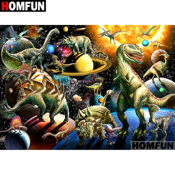 

HOMFUN 5D DIY Full Diamond Embroidery "Dinosaur Planet" Diamond Painting Cross Stitch Rhinestone Home Decoration A07027