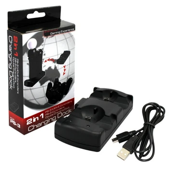 

BUKIM With boxFor PS3 Controller & Move Dual Charger USB Dual Charging Powered Dock Gamepad Charger