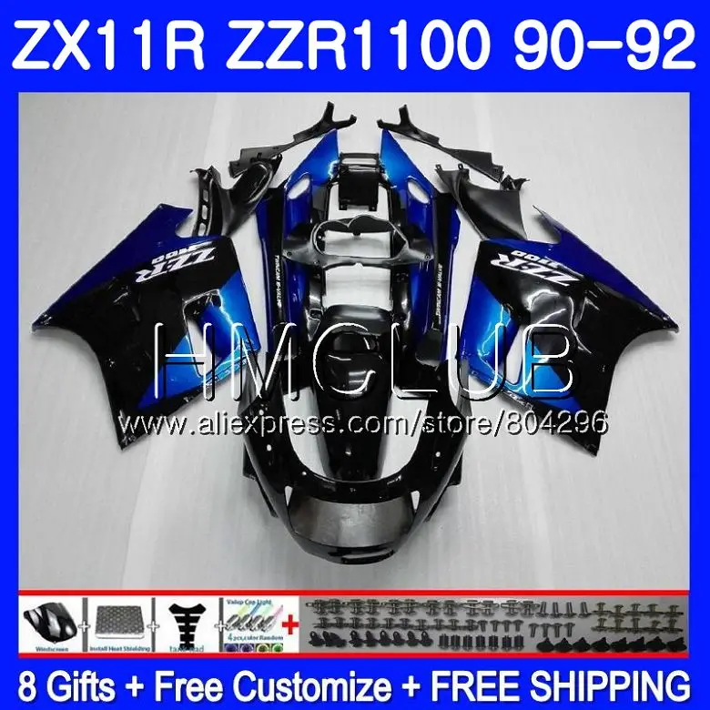 

Body For KAWASAKI NINJA ZX-11R ZZR 1100 ZX11R 90 91 92 13HM.8 ZZR1100 Blue black ZX11 R ZX-11 R ZX 11R 1990 1991 1992 Fairing