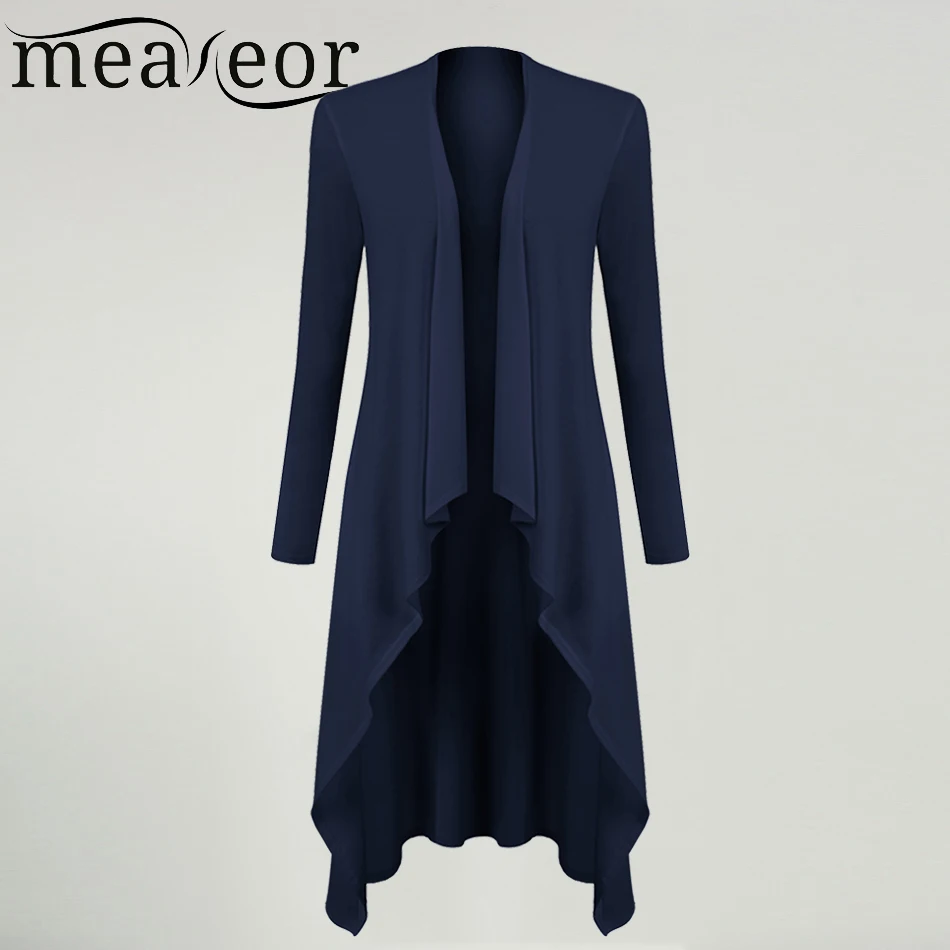 Meaneor Women Casual Long Sleeve Draped Open Front Cardigan Collarless 2018 Spring New Solid Ladies Outwear Coat Cardigans |