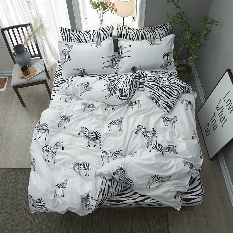 

Zebra crossing Home Textile Bedlinen Duvet Cover Pillow case black and white stripe Bed Sheet quilt cover Good quality